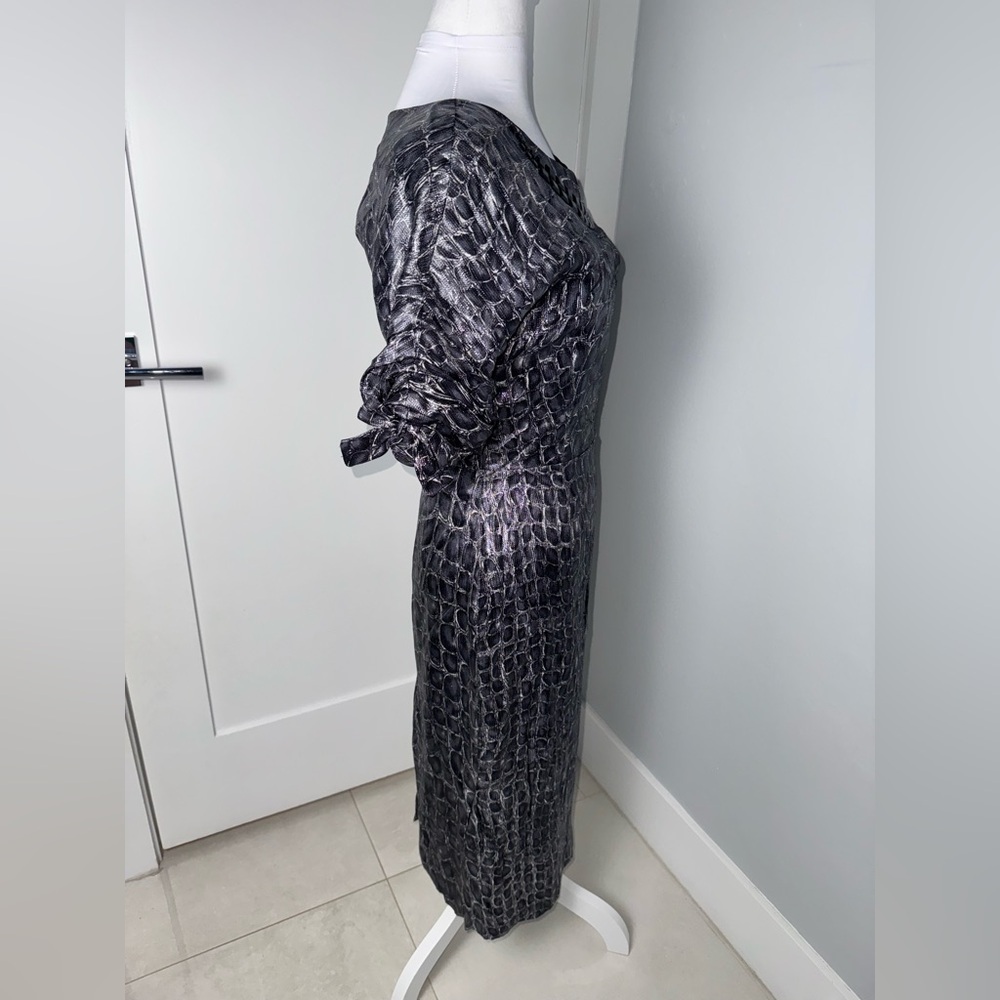 Blumarine Delilah Metallic Croc-Embossed Cocktail Dress/ Size 4 - Picture 4 of 8